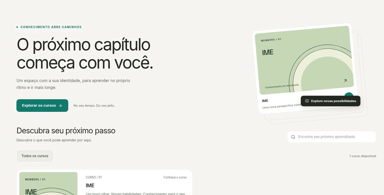 Área de membros real do LeadPlayer em uma escola configurada